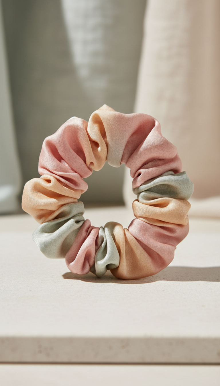 Pure Silk Scrunchie In Blush Pink